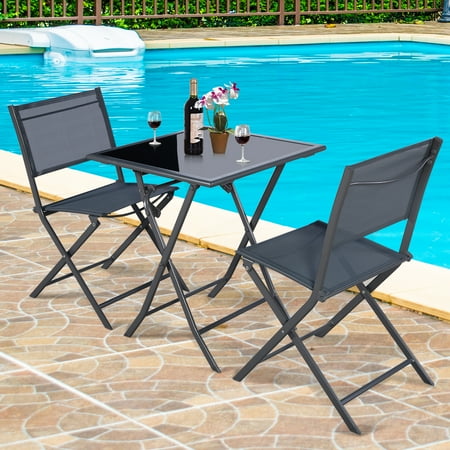 3 Piece Bistro Set Table Folding Chairs Garden Backyard Patio Outdoor Furniture 3 Piece Bistro Set Table Folding Chairs Garden Backyard Patio Outdoor Furniture